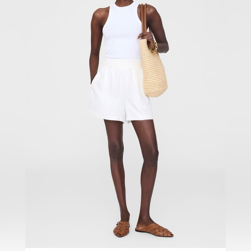 NWT Anine Bing Kam White Linen Shorts